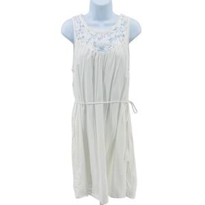 Knox Rose Mini Dress Womens M White Lace Yoke Lined Waist Tie A-Line Sleeveless